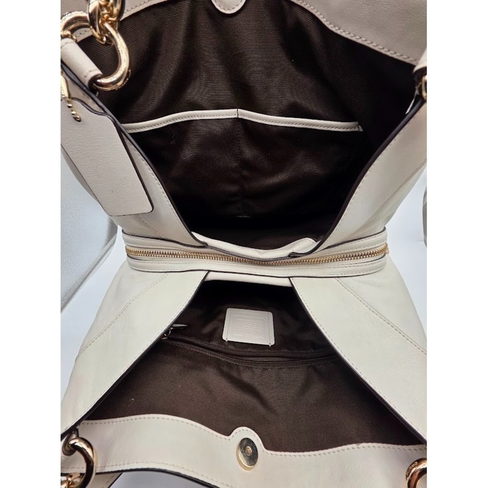 Coach F57612 Chalk White Khaki Lexy Hobo Bag Signature Jacquard Fabric & Leather - Picture 11 of 15